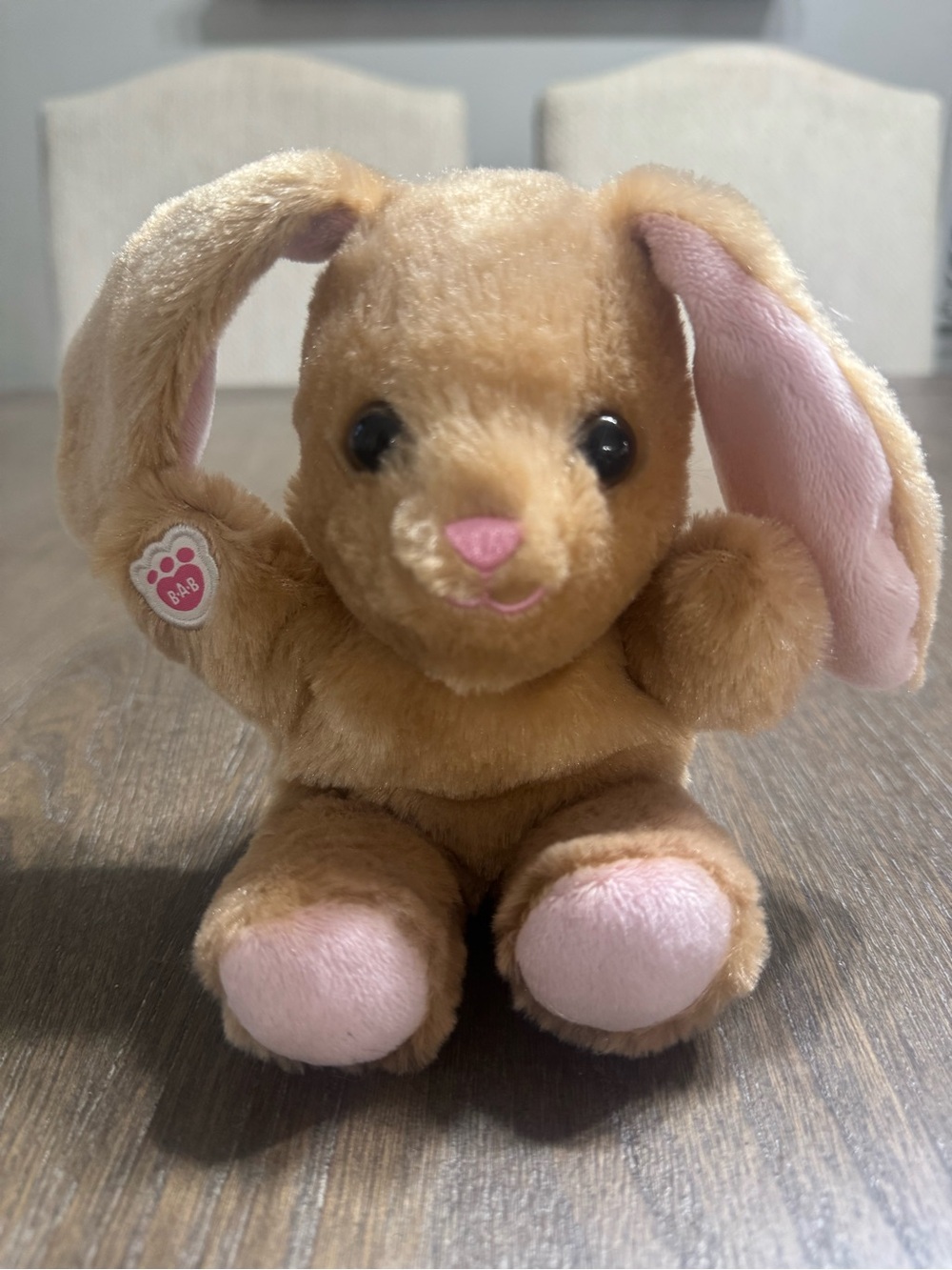 Plush Bunny Toy - Tan and Pink Soft Small Plush